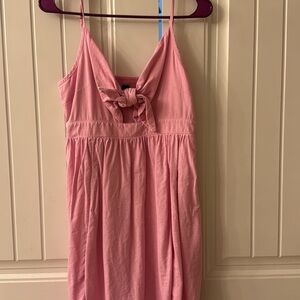 Pink Sleeveless Dress with Bow Detail